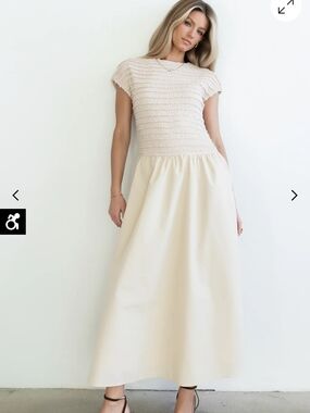 bohme Cream Textured Bodice Maxi Dress
